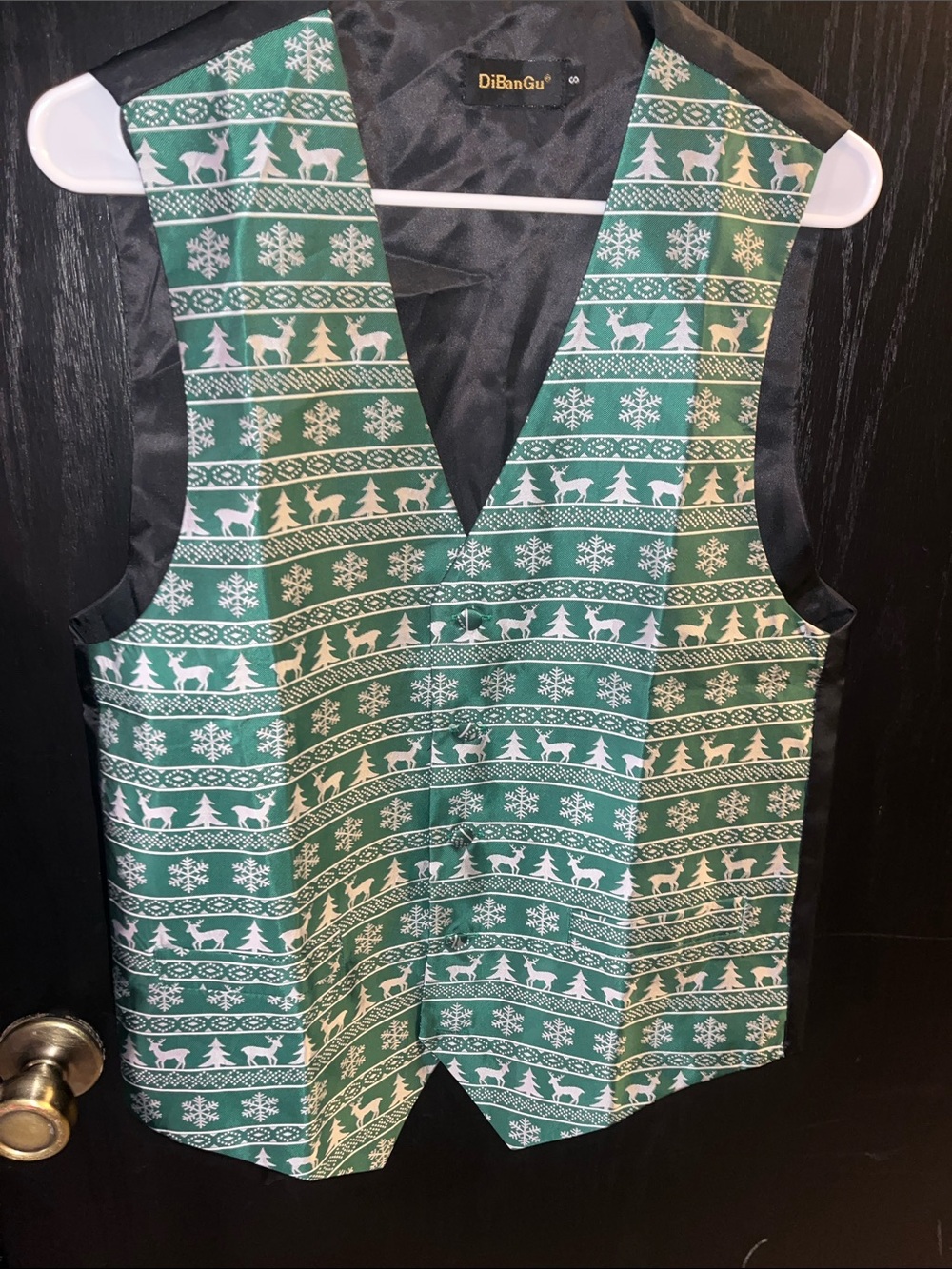 Green and White Holiday Reindeer Pattern Men's Vest